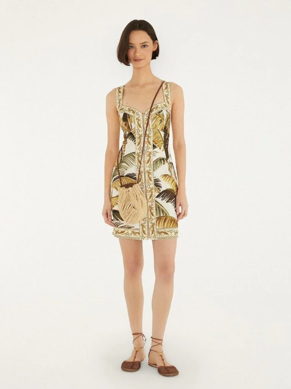 FARM RIO ORIGINAL from ANTHROPOLOGIE 100% Linen Trancoso Mini Dress SMALL NWT